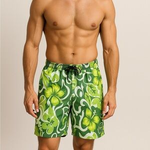 Tommy Bahama Relax Men's Green Floral Board Shorts Swimsuit Mesh Lined Large